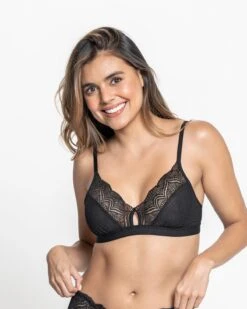 Triangle Lace Bralette With Buttonhole Cutout