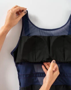 One-Piece Slimming Swimsuit With Sporty Mesh Stripes -Leonisa Sale Store 19A054M 515 1200X1500 SIN 6