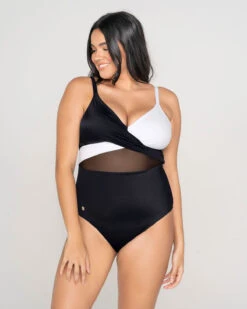 Cross-Front Contrast Graphic One-Piece Slimming Swimsuit -Leonisa Sale Store 19A057L 700 1200x1500 2022 1