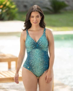 Slimming One Piece Swimsuit With Plunge Back
