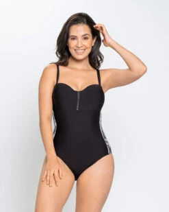 Convertible Zip Top One-Piece Slimming Swimsuit