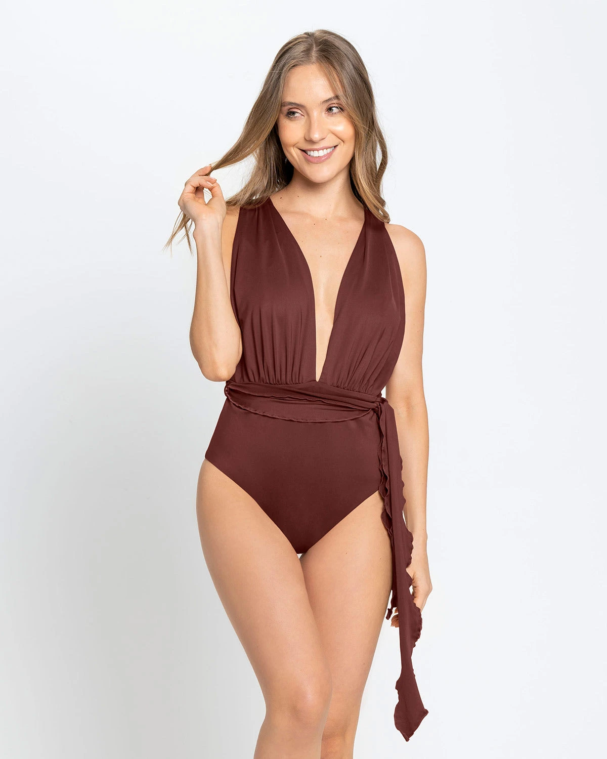 Eco-Friendly Tie Strap One-Piece Swimsuit Made Of Recycled Plastic 1 Eco-Friendly Tie Strap One-Piece Swimsuit Made Of Recycled Plastic