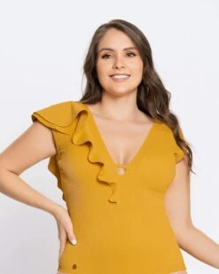 Ribbed One-Piece Slimming Swimsuit With Ruffles 26 Ribbed One-Piece Slimming Swimsuit With Ruffles -Leonisa Sale Store 19A103N 122 1200X1500 TG 3