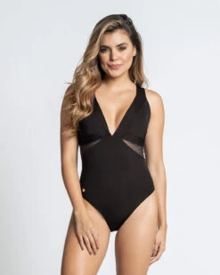 Slimming Swimsuit With Tulle Details