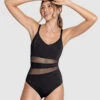 One-Piece Slimming Swimsuit With Mesh Stripe Cutouts -Leonisa Sale Store 19A151 700 1200X1500 c1624 1