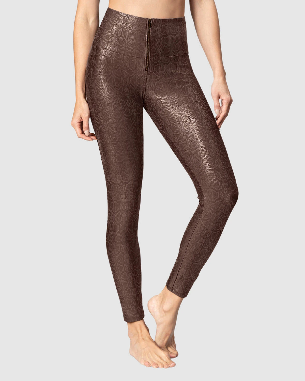 Faux Croc Leather Zip-Front Shaper Legging 1 Faux Croc Leather Zip-Front Shaper Legging