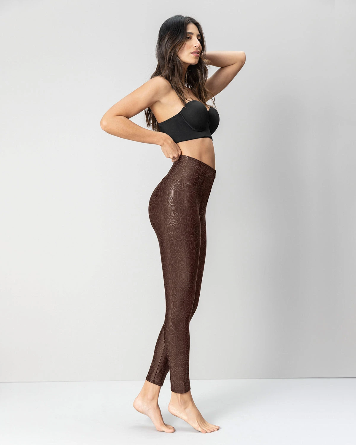 Faux Croc Leather Zip-Front Shaper Legging 3 Faux Croc Leather Zip-Front Shaper Legging - Image 3