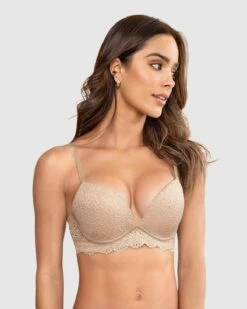 Plunge Double Push-up Lace Underwire Bra